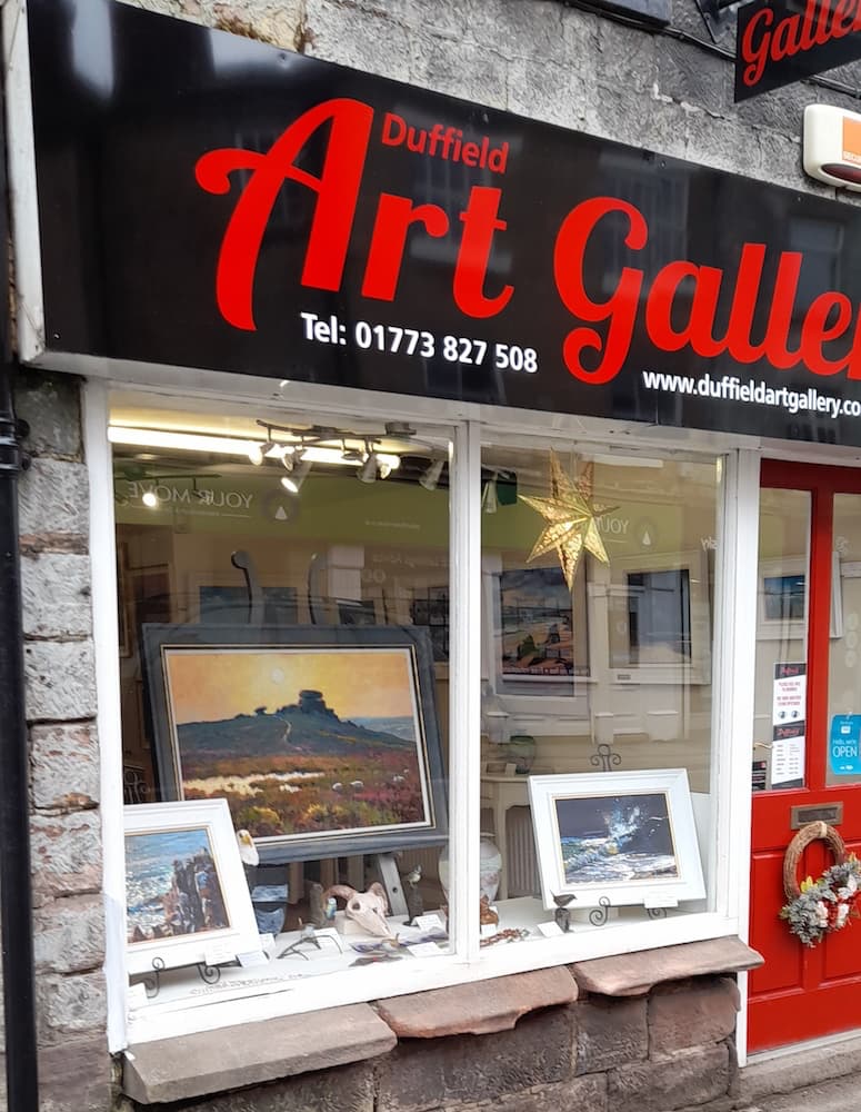 Jill and some of the beautiful artwork at Duffield Art Gallery